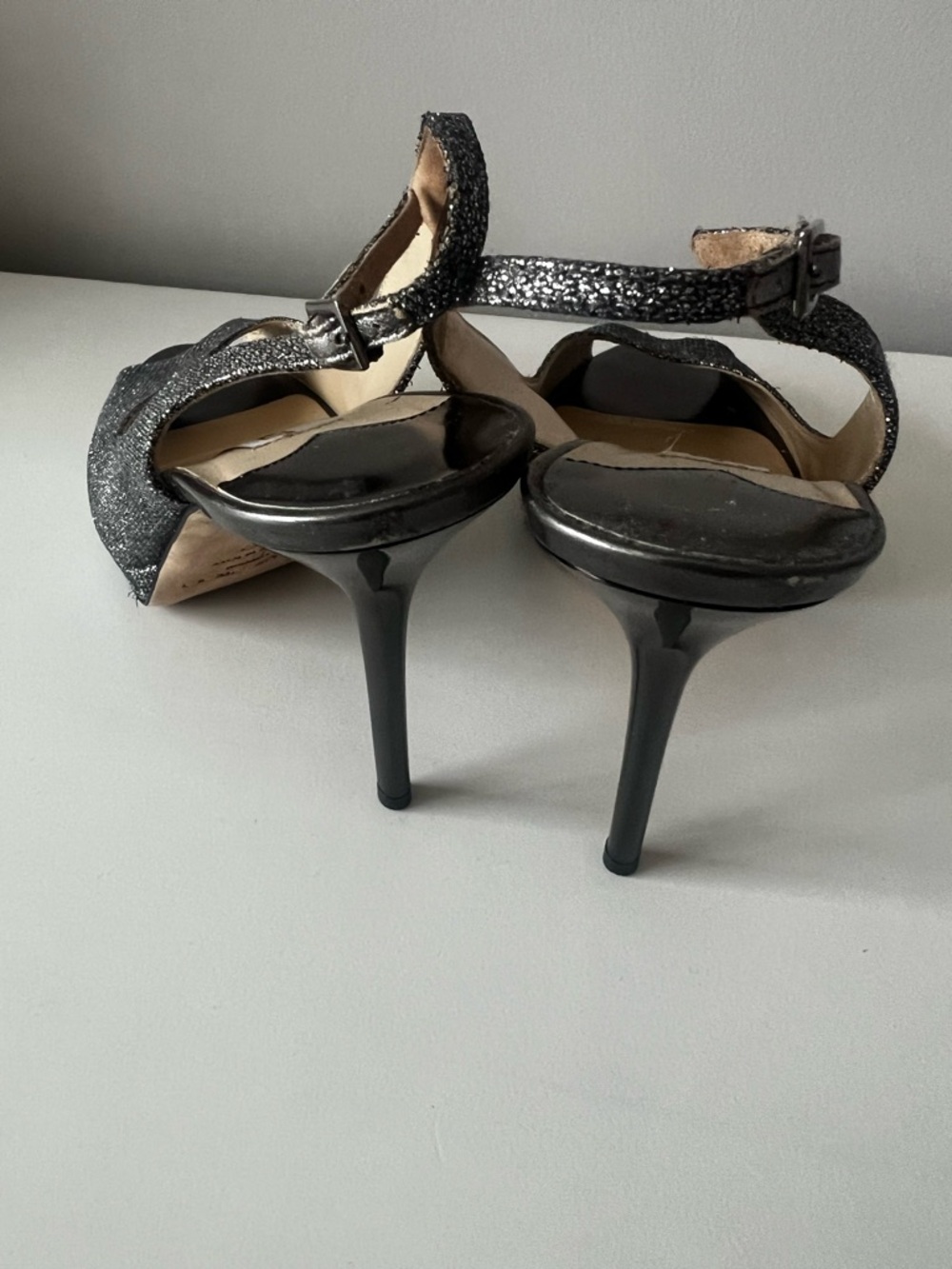 ANTONIO MELANI Black Satin Pointed Toe Heels with Crystal-Embellished Strap - Picture 3 of 10